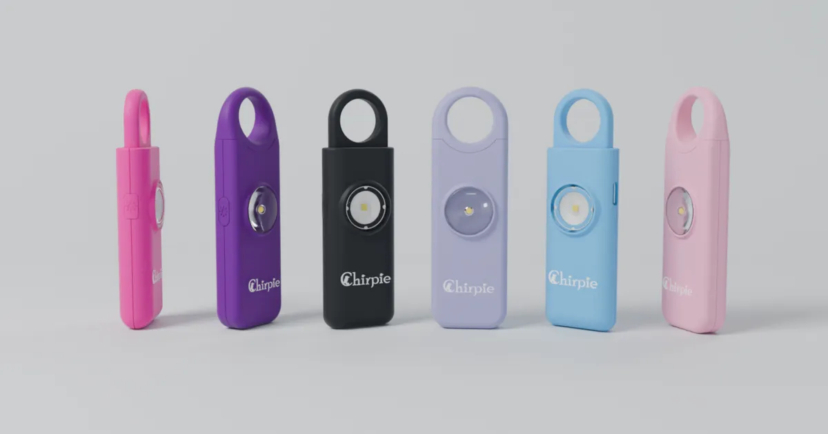 Chirpie Link, Link Fusion, Infinity and Infinity Fusion personal alarms in a row